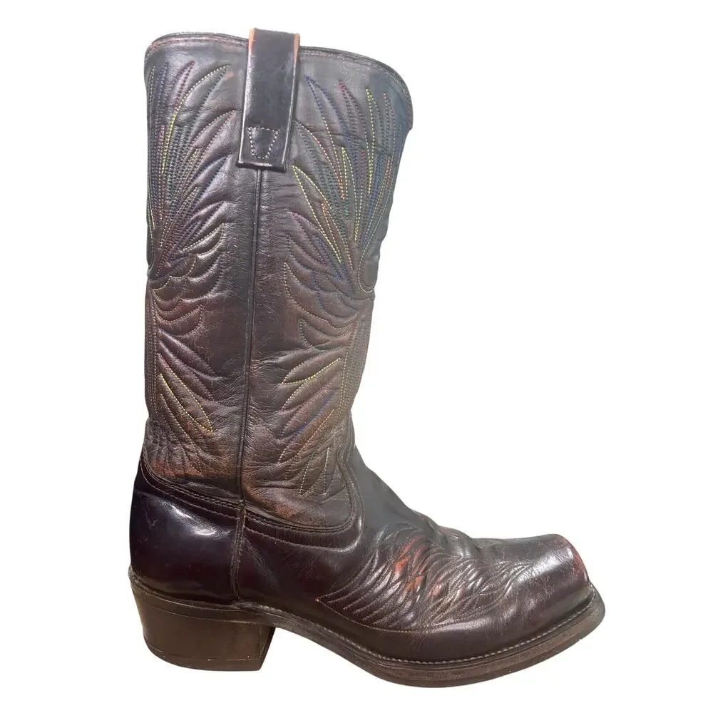 Vintage Gander Mountain Phoenix Rainbow Brown Cowboy Boot Size US 9.5 EE